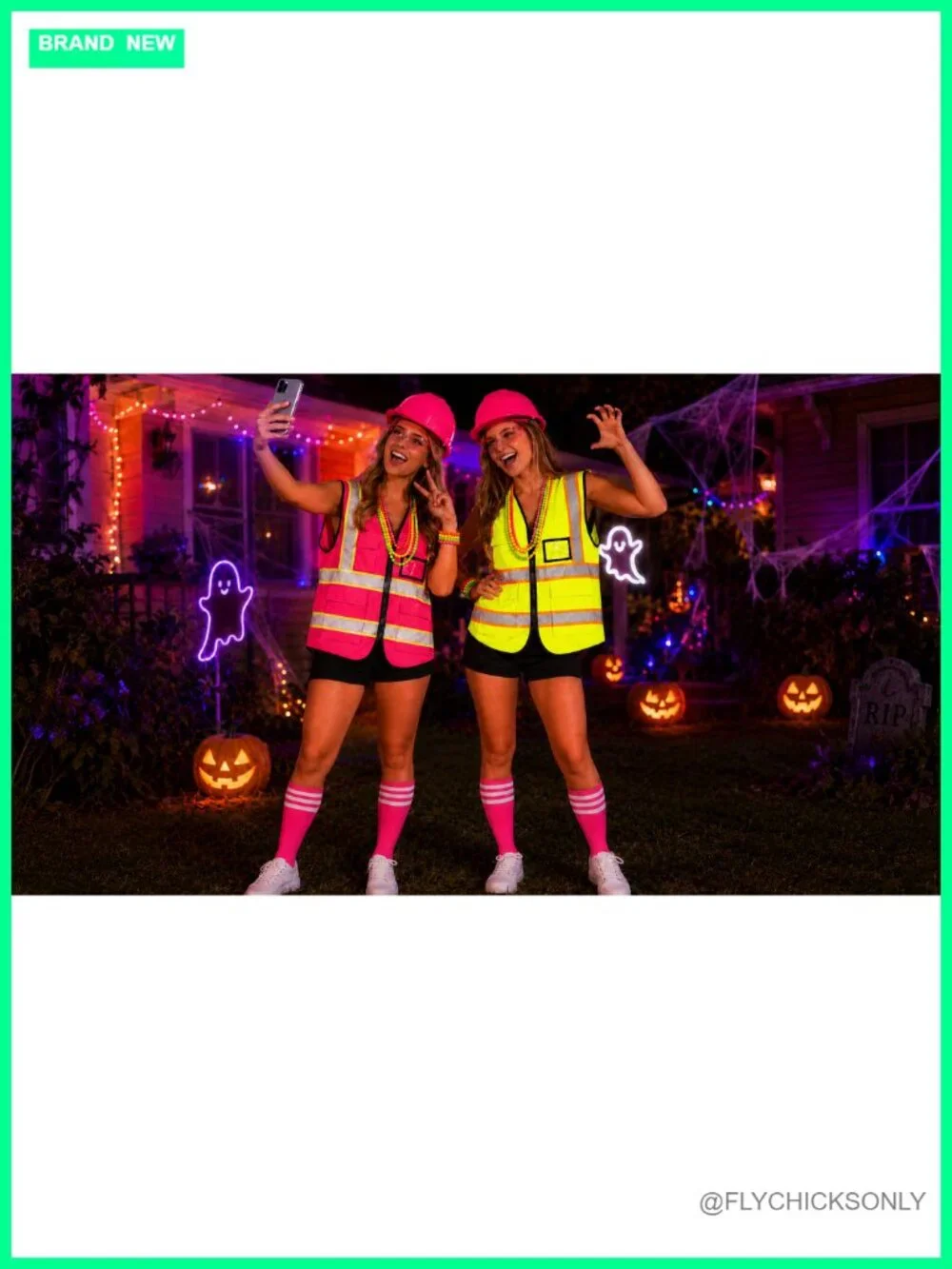12 Piece Women's Construction Worker Costume Set with Reflective Vest and